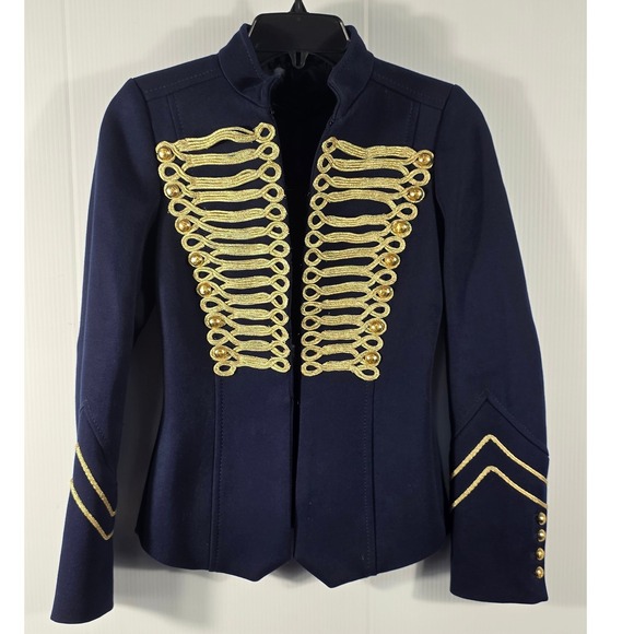 Zara Jackets & Blazers - Zara Woman Navy Blue Gold Military Hussar Braided Embroidery Jacket XS 8057/697